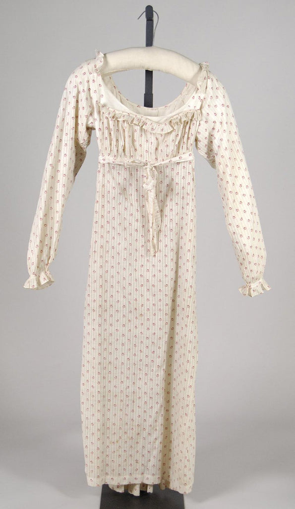 1800-1805 Regency Red Print Dress from England