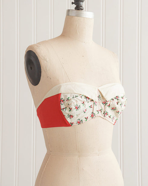 1950s Red Floral Bustier